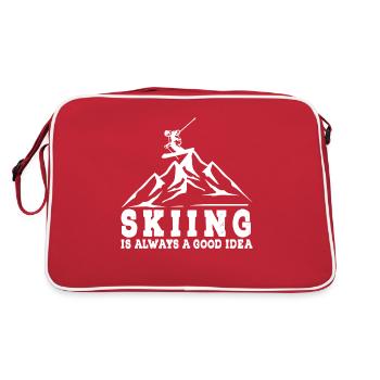 Skiers Downhill Mountains Ski Sports Skis Skiing - Retro Bag - red/white - Back