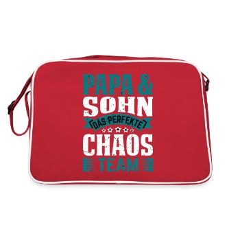 Papa und Söhne Sohn Vater Sohn - Retro Tasche - Rot/Weiß - Hinten