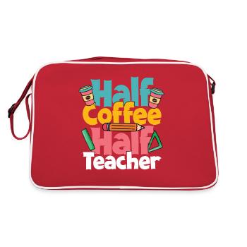 Lehrer Kaffee Unterricht - Retro Tasche - Rot/Weiß - Hinten