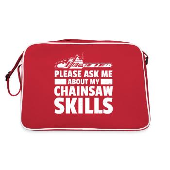 Holz Kettensäge Holzfäller Holzarbeiter Klettern - Retro Tasche - Rot/Weiß - Hinten