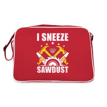 Holz Kettensäge Holzfäller Holzarbeiter Schreiner - Retro Tasche - Rot/Weiß - Hinten