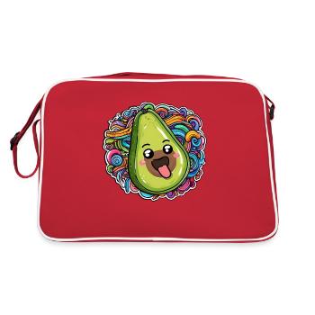 Joyeuses vagues ornées vertes et colorées d’avocat - Sac Retro - rouge/blanc - Dos