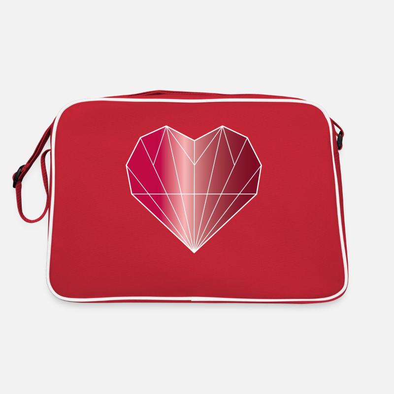 Heart Diamond Ruby Red - Retro Bag - red/white