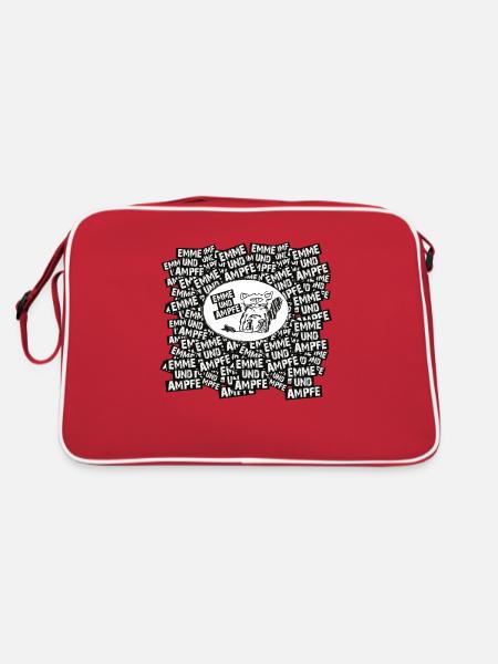 EMMEUNDAMPFE STICKERBOMB - Schwarz\Weiß - Retro Tasche - Rot/Weiß