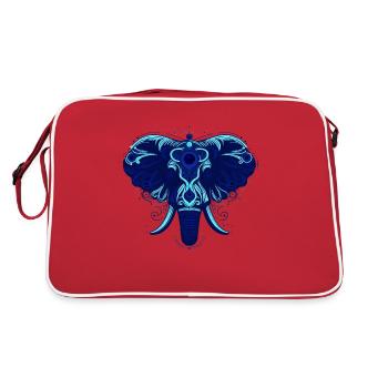 Tier Elefant Blau - Retro Tasche - Rot/Weiß - Hinten