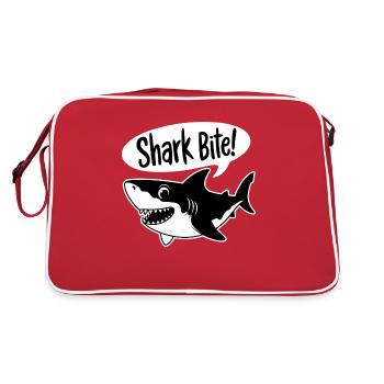 Shark Bite! - Funny Shark - Retro Bag - red/white - Back