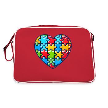 Autisme Cœur Journée de sensibilisation à l’autisme - Sac Retro - rouge/blanc - Dos