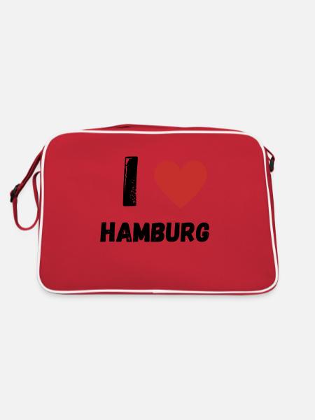 I Love Hamburg - Retro Tasche - Rot/Weiß - Hinten