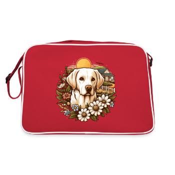 Blonde Labrador Retriever Cottage Core fleurs - Sac Retro - rouge/blanc - Dos