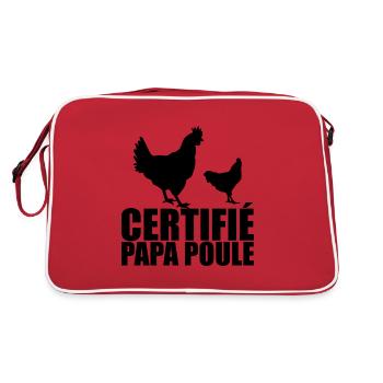 Bester Papa | Zertifizierte Papa-Henne - Retro Tasche - Rot/Weiß - Hinten