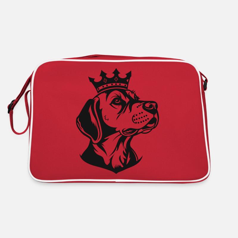 Hund mit Krone Seite Retro Tasche