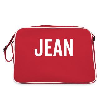Jean Custom Name Font Text Birthday - Retro Bag - red/white - Back