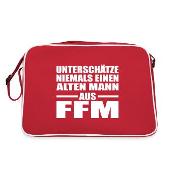 Alter Mann Frankfurt FFM Geburtstag Main Hessen - Retro Tasche - Rot/Weiß - Hinten