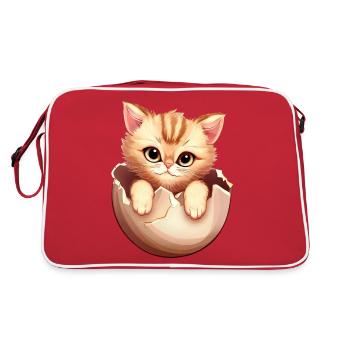 Chaton éclot de l’œuf, Mignon design animal - Sac Retro - rouge/blanc - Dos