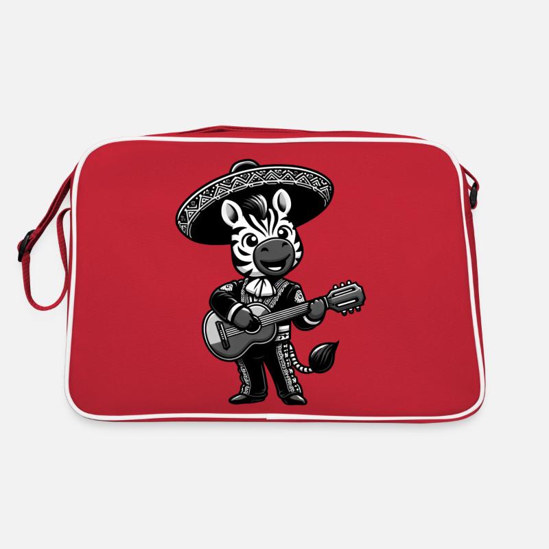 Cinco de Mayo Zebra: Mariachi in black and white Retro Bag
