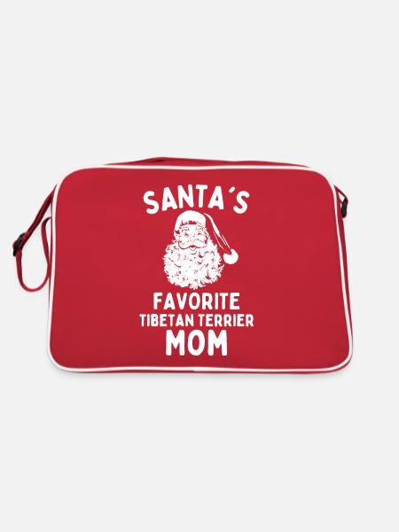 Noël Terrier tibétain maman Père Noël Chien préféré - Sac Retro - rouge/blanc - Dos