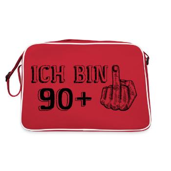 Lustiges Geburtstagsgeschenk Ich Bin 90 Mehr 1 - Retro Tasche - Rot/Weiß - Hinten