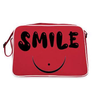 Lächeln in schwarzer Farbe - Retro Tasche - Rot/Weiß - Hinten