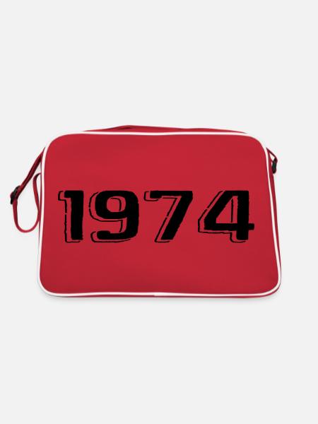 Jahrgang 1974 geboren Geburtstag Retro 1974 - Retro Tasche - Rot/Weiß - Hinten