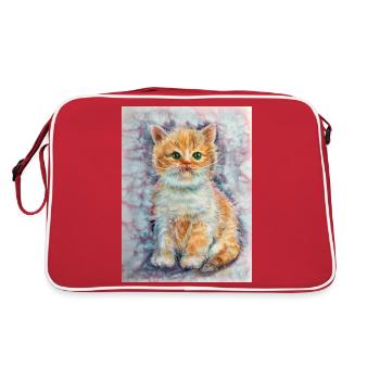 Petit chaton. Mastic. - Sac Retro - rouge/blanc - Dos