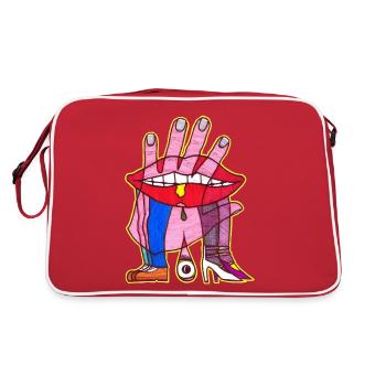 Kuss Hand - Retro Tasche - Rot/Weiß - Hinten