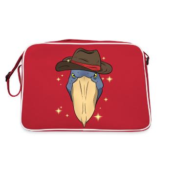 Shoebill Bird Ornithologist Forest I Gift - Retro Bag - red/white - Back