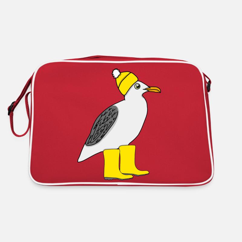 Seagull with rubber boots and hat Retro Bag
