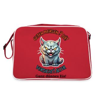 Good morning? Huh! Beware of old very thin ice - Retro Bag - red/white - Back