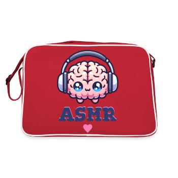 ASMR Love Cute Kawaii Brain with Headphones - Retro Bag - red/white - Back