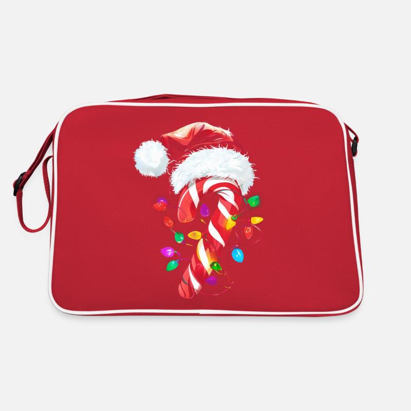 Festliche Zuckerstange mit Lichtern Retro Tasche