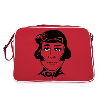60s Love Sixties unisex Gesicht divers trans - Retro Tasche - Rot/Weiß - Hinten