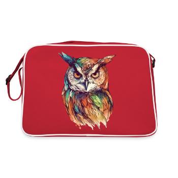 Owl Eagle Owl Bird Night Bird Animal Night Moon Nature - Retro Bag - red/white - Back