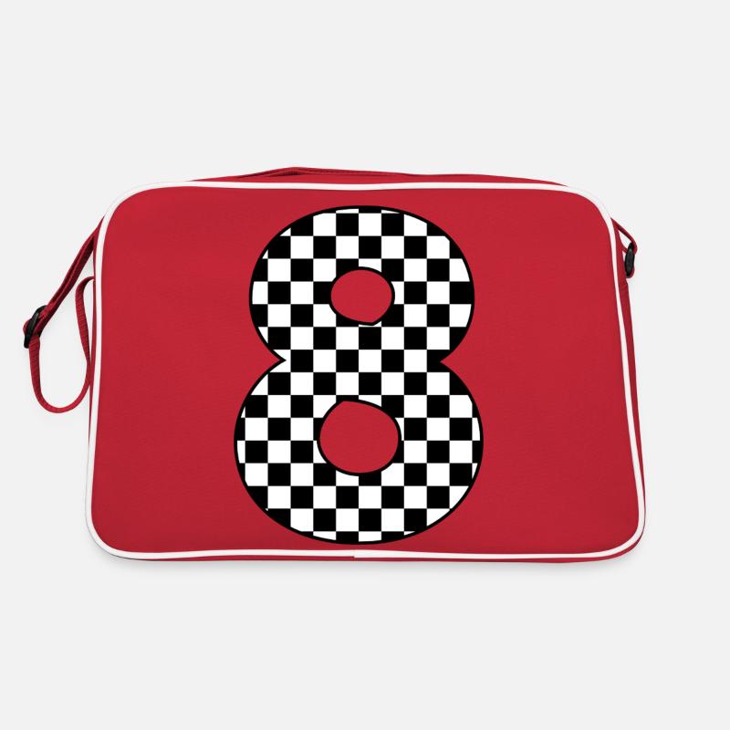 Nummer 8 kariert Retro Tasche