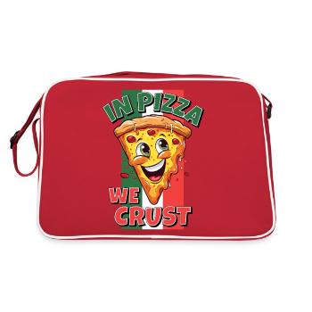 Dans la pizza on croûte la tranche de pizza le visage rit drôle - Sac Retro - rouge/blanc - Dos
