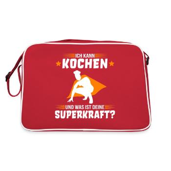 Ich kann kochen und du? Koch Beikoch Küchenchef - Retro Tasche - Rot/Weiß - Hinten