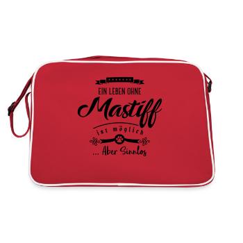 mastiff leben sinnlos - Retro Tasche - Rot/Weiß - Hinten