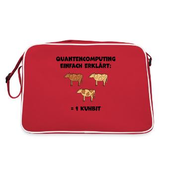 Quantencomputing mit Kühen Lustig Geschenk Kuhbit - Retro Tasche - Rot/Weiß - Hinten