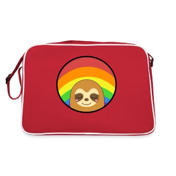 Regenbogenfahne Faultier schläft - Retro Tasche - Rot/Weiß - Hinten