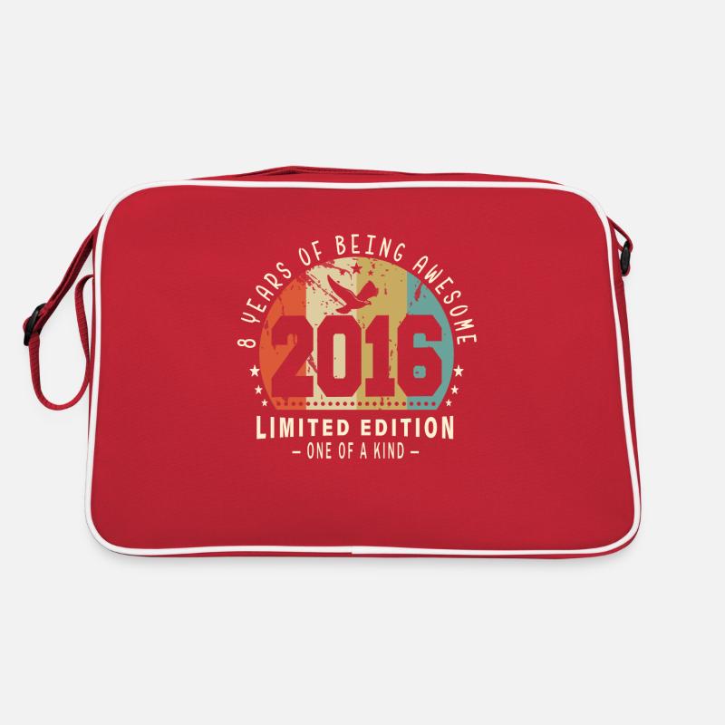 Original Geboren im Jahr 2016 Authentisches Geschenk 2016 Bursdag - Retro Tasche - Rot/Weiß