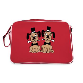 2 Chiens M. Sir Cylindre Chapeau Monocle Lunettes Empire - Sac Retro - rouge/blanc - Dos
