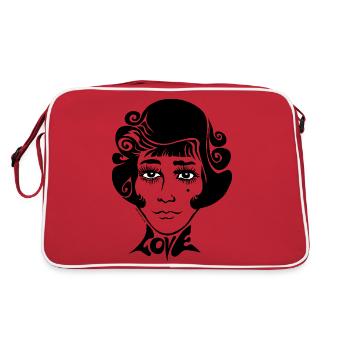 60s Love Sixties Frauengesicht Frau Gesicht female - Retro Tasche - Rot/Weiß - Hinten