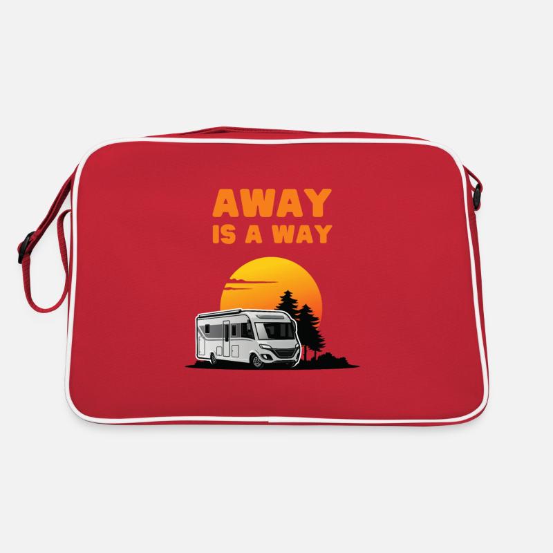 Camper - Away is a way - Retro Tasche - Rot/Weiß