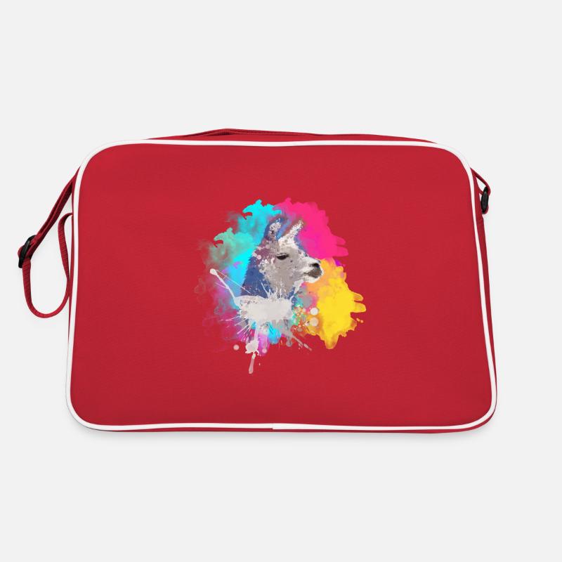Lama coloré - Sac Retro - rouge/blanc