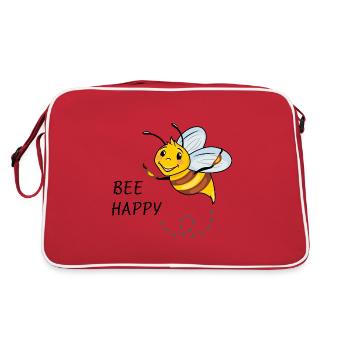 Abeille heureuse. Dessin de bande dessinée - Sac Retro - rouge/blanc - Dos