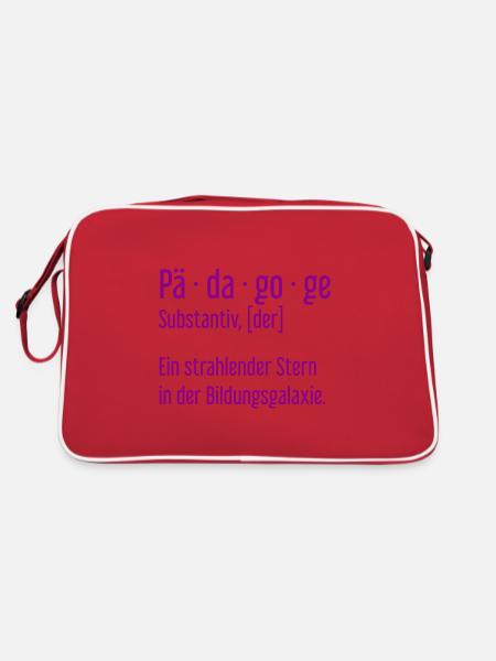 Pädagoge Pädagogen Schule Lehrer Unterricht - Retro Tasche - Rot/Weiß - Hinten