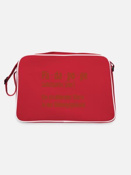 Pädagoge Pädagogen Schule Lehrer Unterricht - Retro Tasche - Rot/Weiß - Hinten