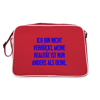 Ich bin nicht verrückt – meine Realität ist anders - Retro Tasche - Rot/Weiß - Hinten