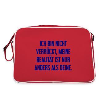 Ich bin nicht verrückt – meine Realität ist anders - Retro Tasche - Rot/Weiß - Hinten