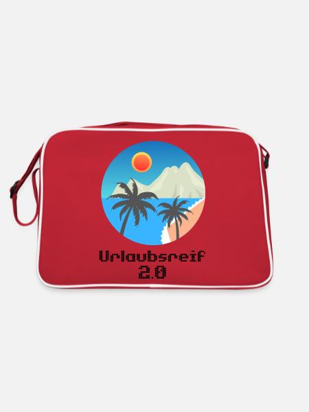 Holiday motif with palm trees and island, holiday ready 2.0 - Retro Bag - red/white - Back