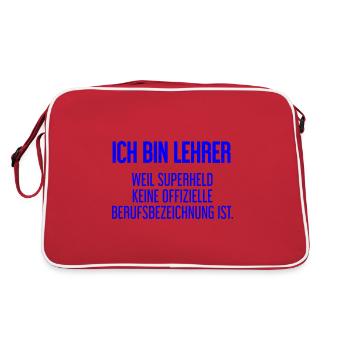 Lehrer - Mein offizieller Superhelden-Beruf! - Retro Tasche - Rot/Weiß - Hinten